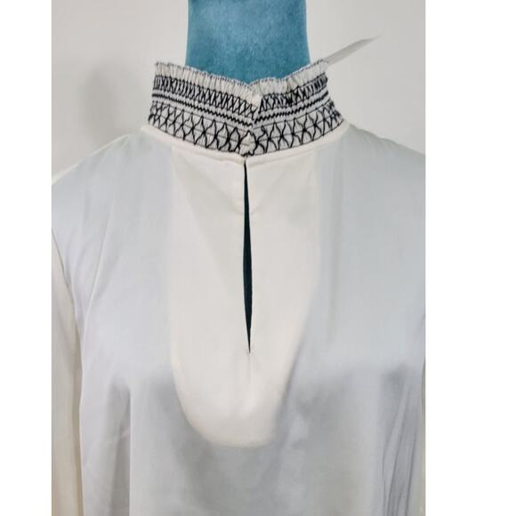 Marie Oliver Blouse Womens Medium Sheer Long Sleeve High Neck Cottagecore NWT - Picture 2 of 8